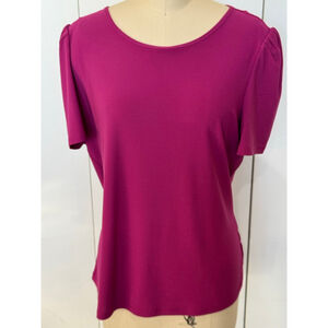 Women's Anne Klein Magenta Short Sleeve knit stretch Blouse Size L